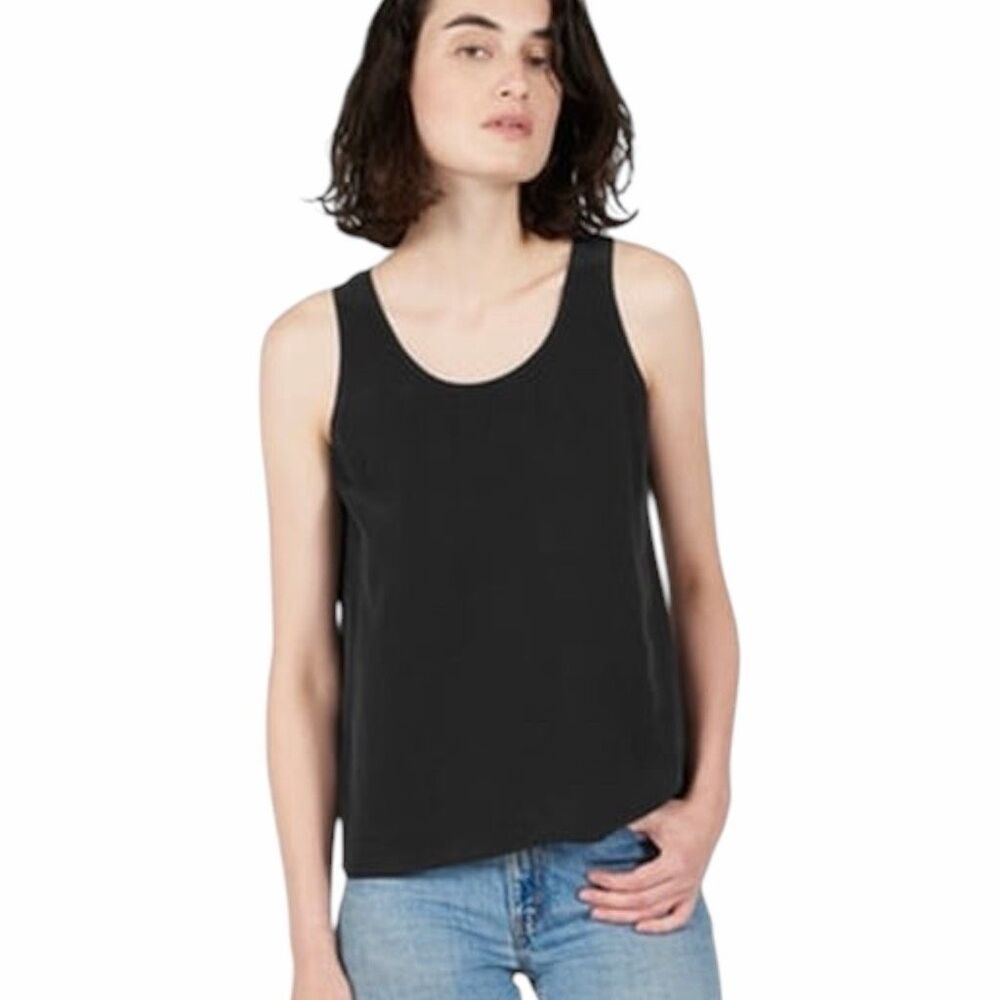 EVERLANE Women’s Black Sleeveless Silk Tank Top XS